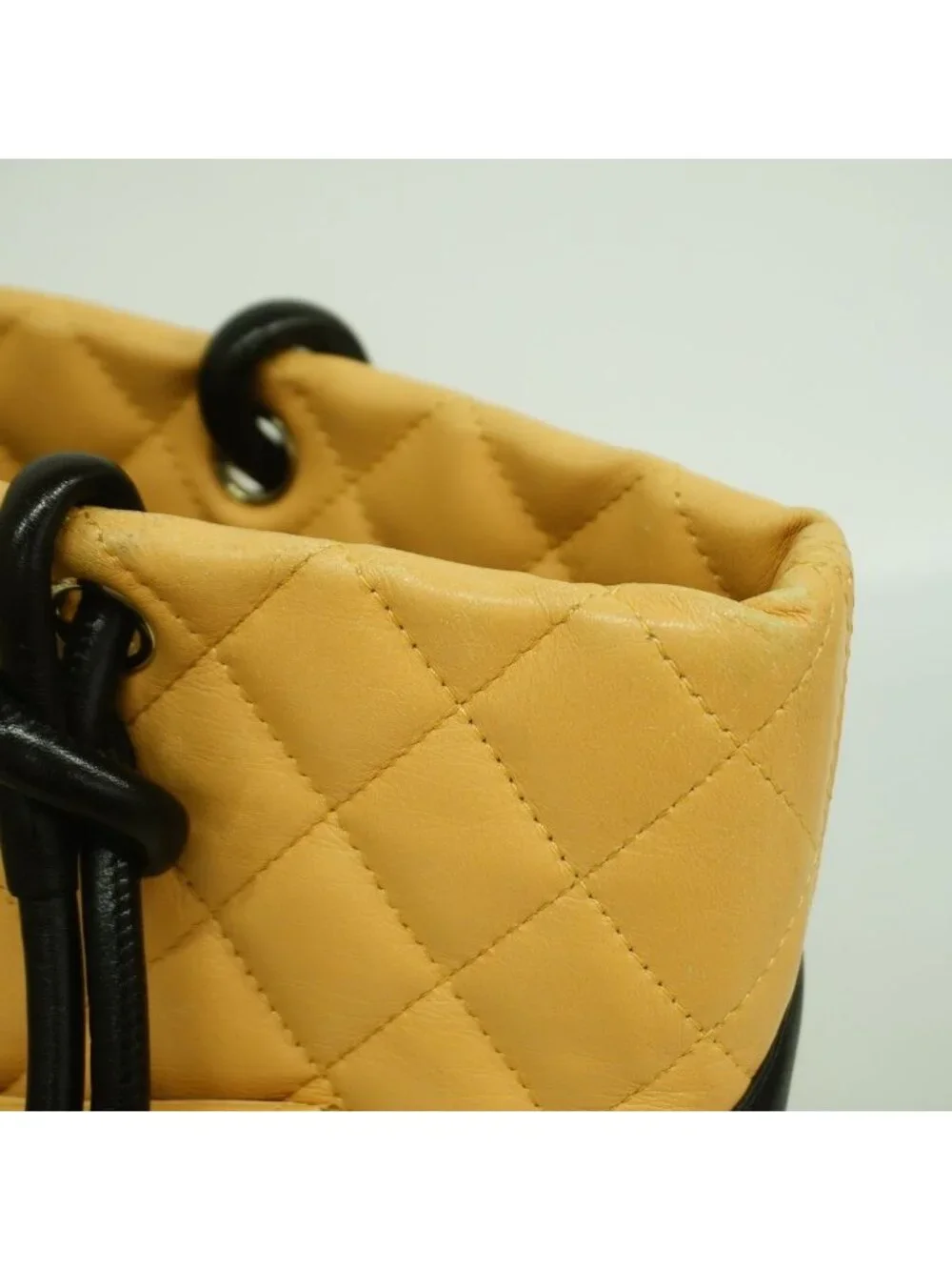 Chanel Tote Bag Cambon Lambskin Beige Black Silver